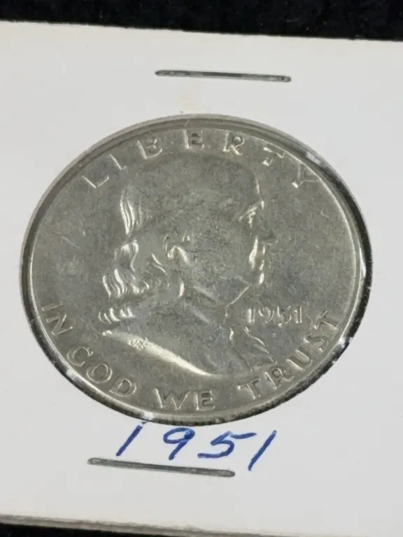 1951 Franklin Half Dollar Silver Coin, Philadelphia Mint