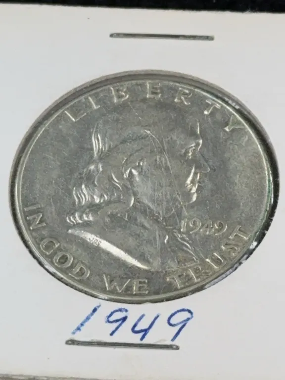1949 Franklin Half Dollar Silver Coin, Philadelphia Mint