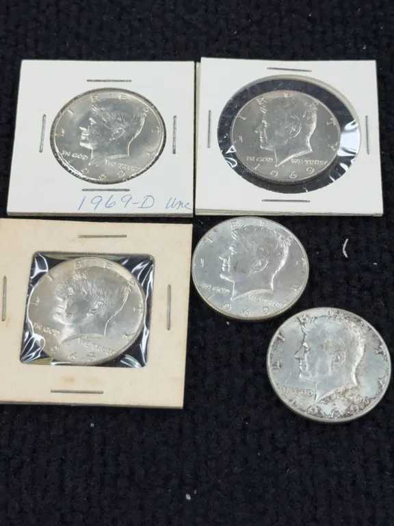 1 1968, 4 1969 Kennedy Half Dollar Silver Coin, Denver Mint