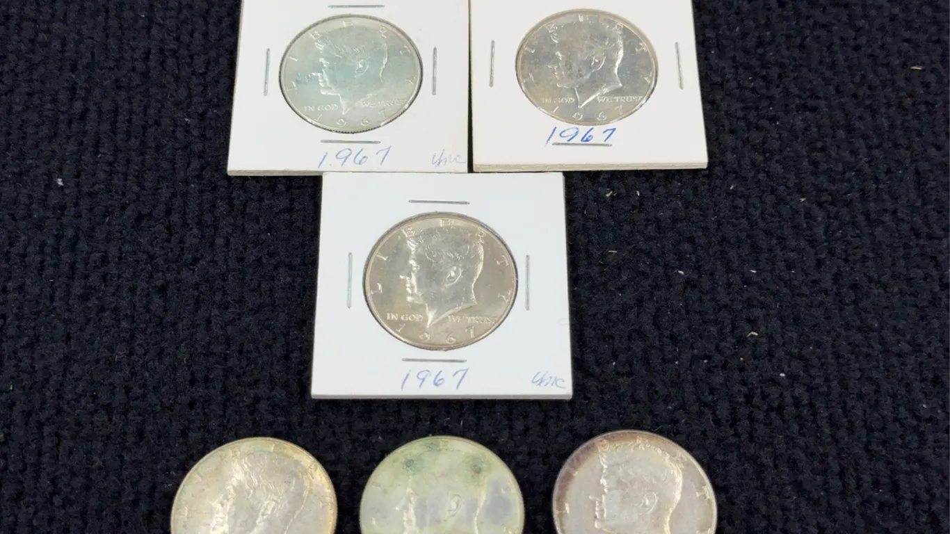 6 1967 Kennedy Half Dollar Coins, Philadelphia Mint