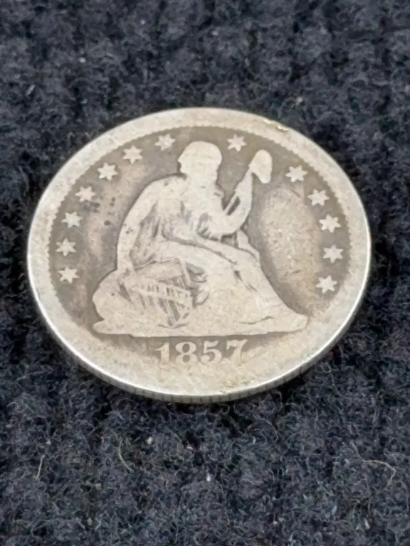 1857 Seated Liberty Silver Quarter Dollar, Philadelphia Mint
