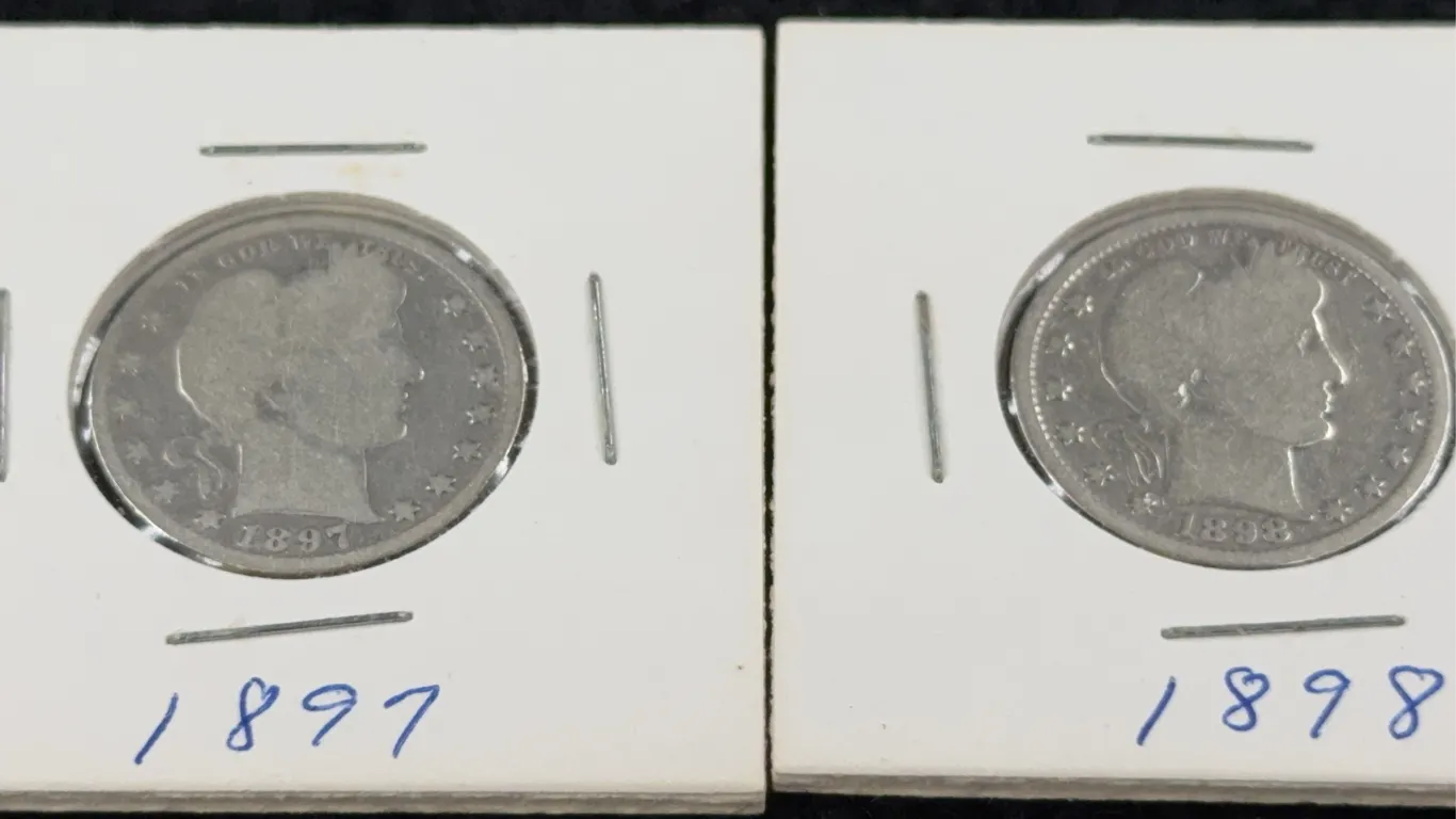 1897 & 1898 Barber Silver Quarter Dollars, Philadelphia Mint