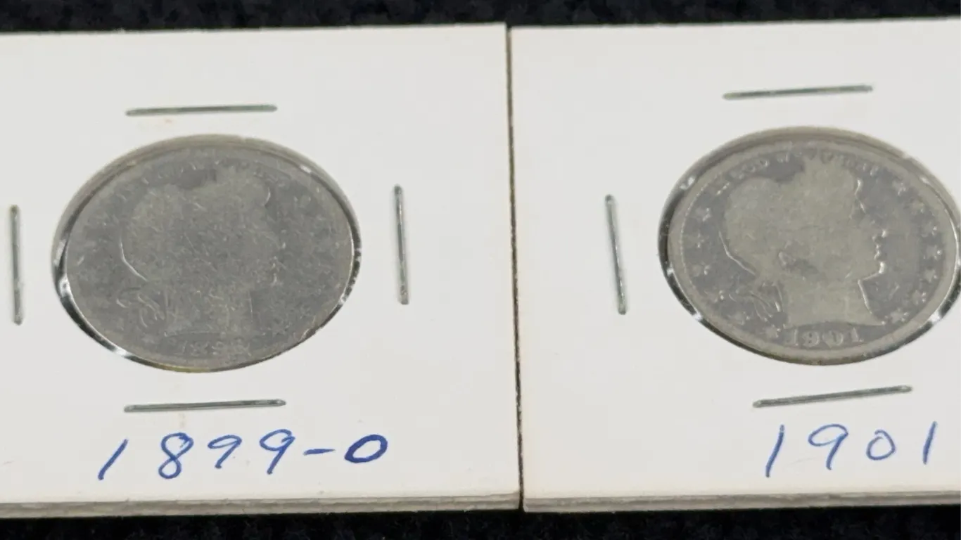 1899-O & 1901-P Barber Silver Quarter Dollars