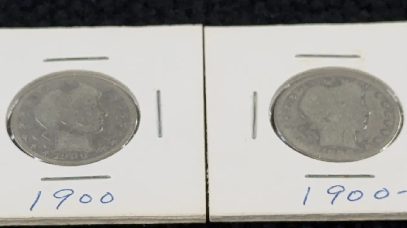 2 1900 Barber Silver Quarter Dollars, Philadelphia & San Francisco Mints