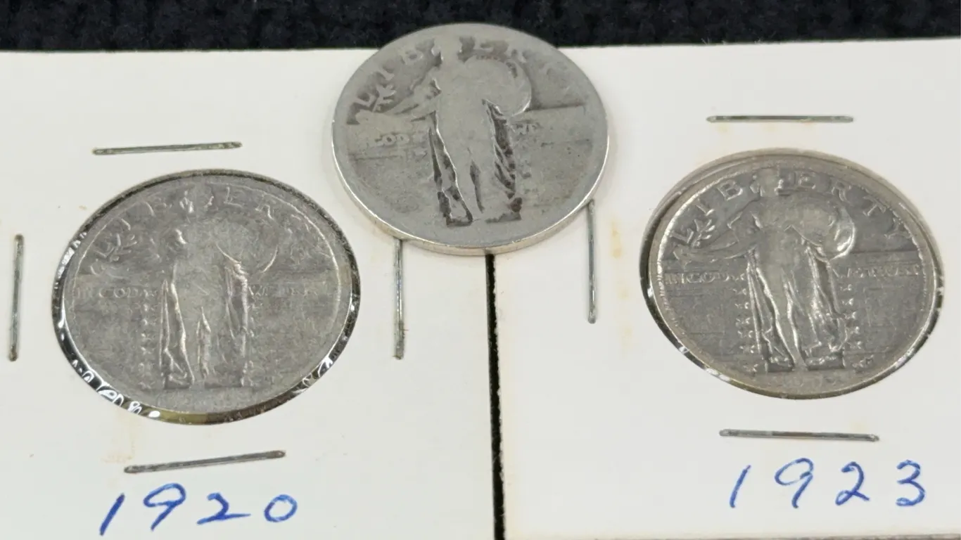 1920, 1923, & Unknown Standing Liberty Silver Quarter Dollars, Philadelphia Mint