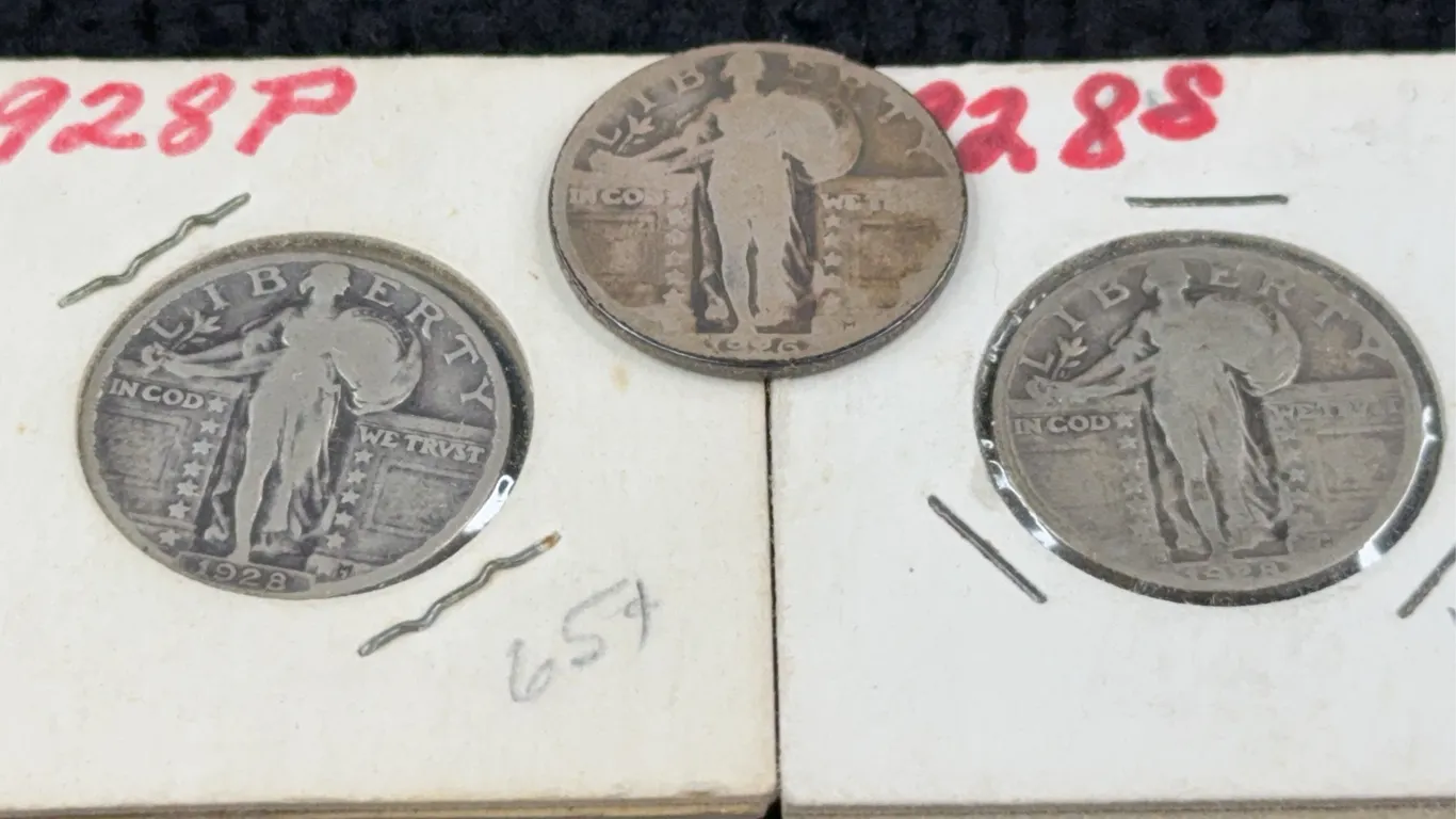 1926(1) & 1928(2) Standing Liberty Silver Quarter Dollars, San Francisco and Philadelphia Mint