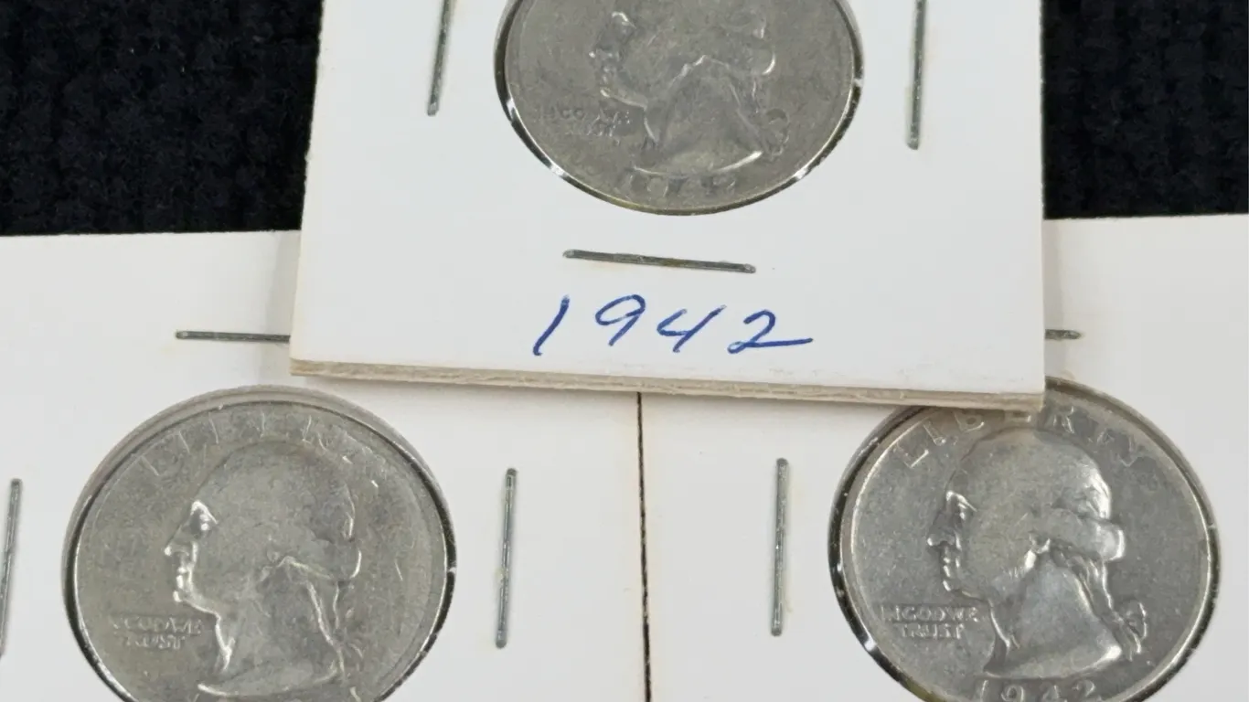 3 1942 Washington Silver Quarter Dollars, Philadelphia, Denver, and San Francisco Mint
