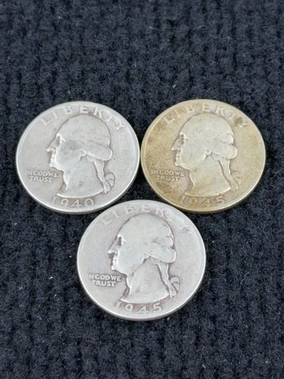 1940 & 1945 (2) Washington Silver Quarter Dollars, Philadelphia and San Francisco Mint
