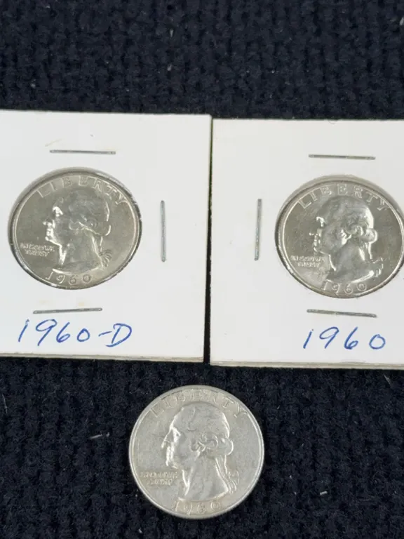 3 1960 Washington Silver Quarter Dollars, Denver and Philadelphia Mint