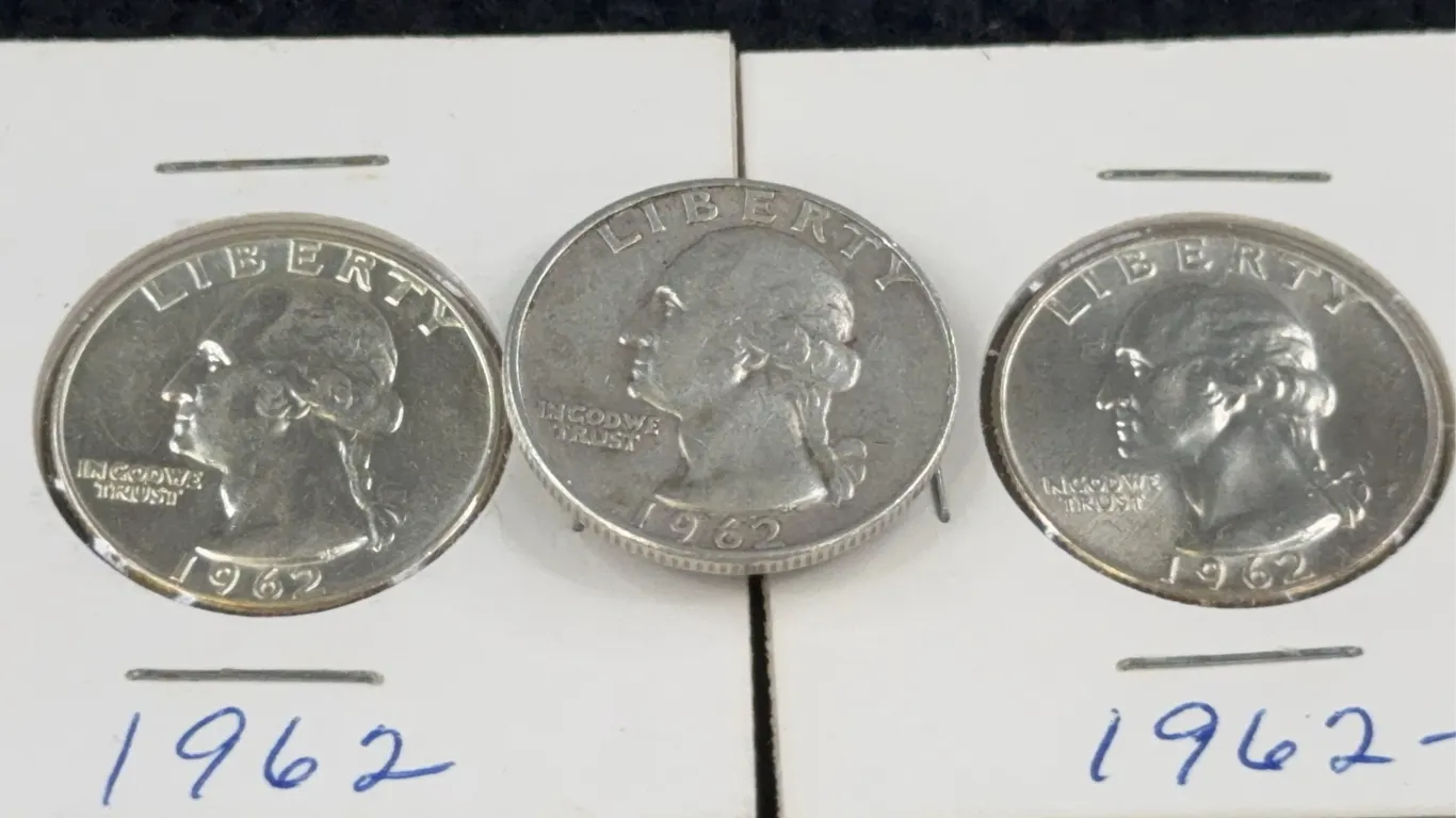 3 1962 Washington Silver Quarter Dollars, Denver and Philadelphia Mint