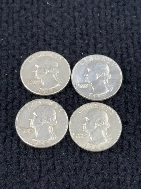 4 1964 Washington Silver Quarter Dollars, Philadelphia Mint