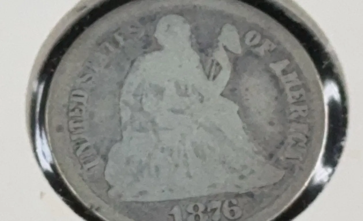 1876 Seated Liberty Silver Dime, Carson City Mint