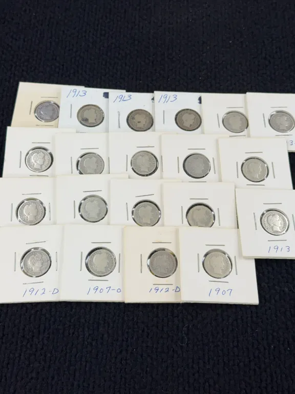 20 1897-1913 Barber Silver Dimes, Philadelphia, Denver & San Francisco Mints