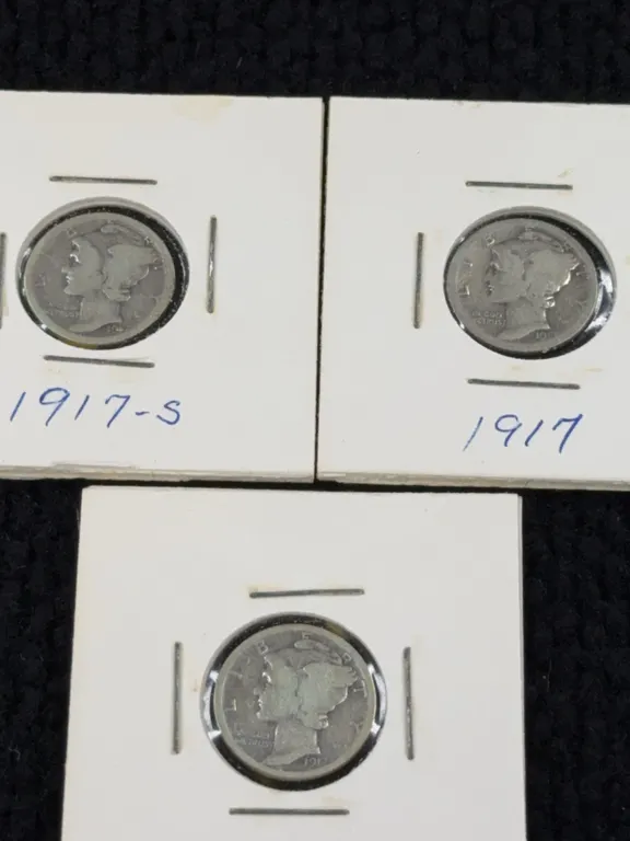 1917 Mercury Silver Dimes, Philadelphia, Denver & San Francisco Mint