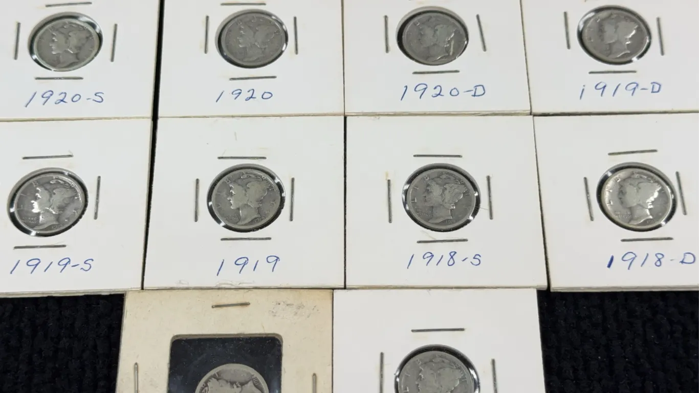 10 1918-1920 Mercury Silver Dimes, Philadelphia, Denver & San Francisco Mint