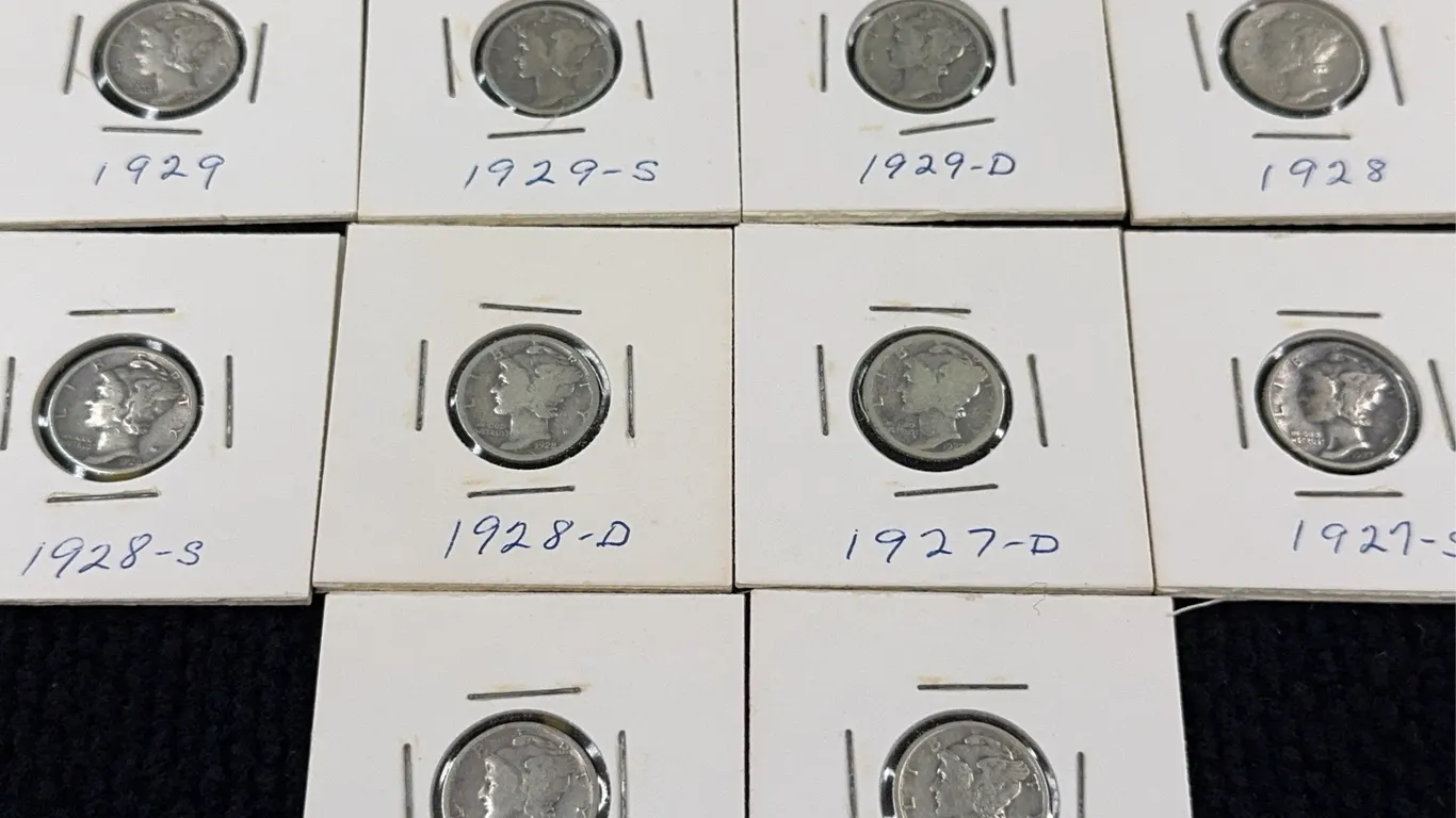 10 1926-1929 Mercury Silver Dimes, Philadelphia, Denver & San Francisco Mint