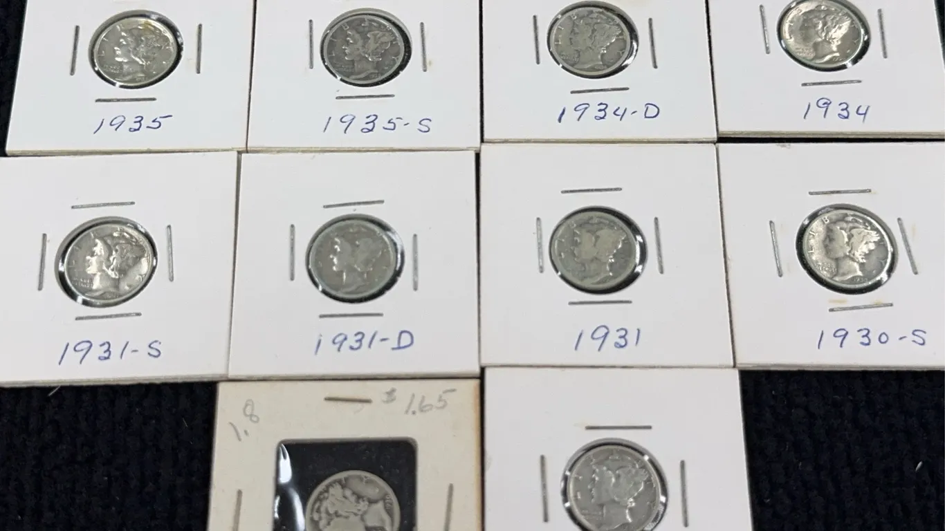 10 1930-1935 Mercury Silver Dimes, Philadelphia, Denver & San Francisco Mint