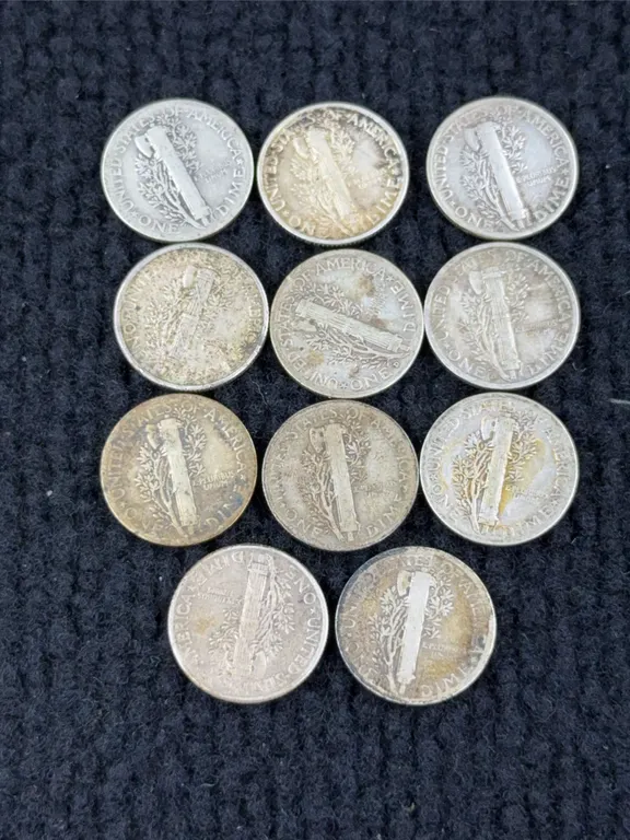 11 1936-1943 Mercury Silver Dimes, Philadelphia & Denver Mint
