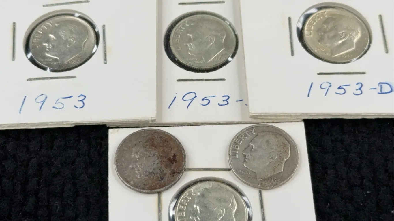 1953 (5) & 1956 Roosevelt Silver Dimes Philadelphia, Denver, San Francisco Mint