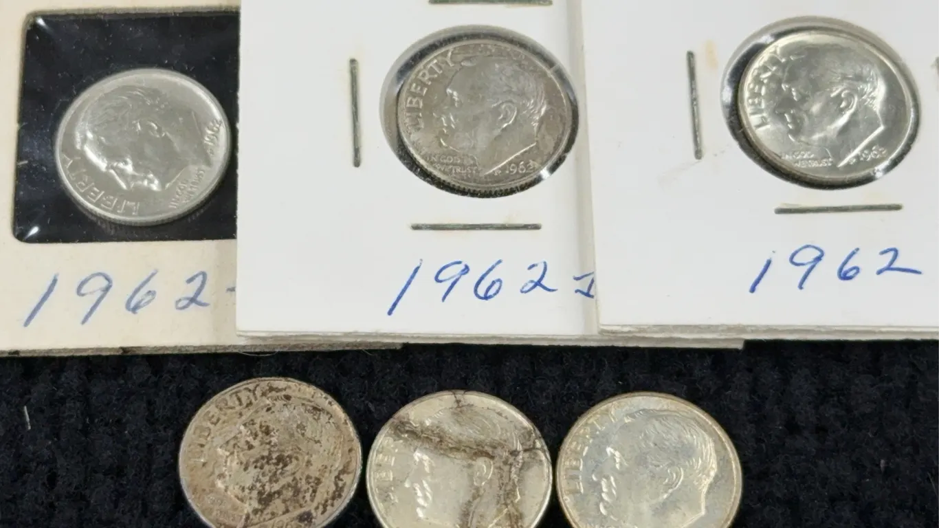 1962 (3) & 1963 (3) Roosevelt Silver Dimes, Denver and Philadelphia Mint