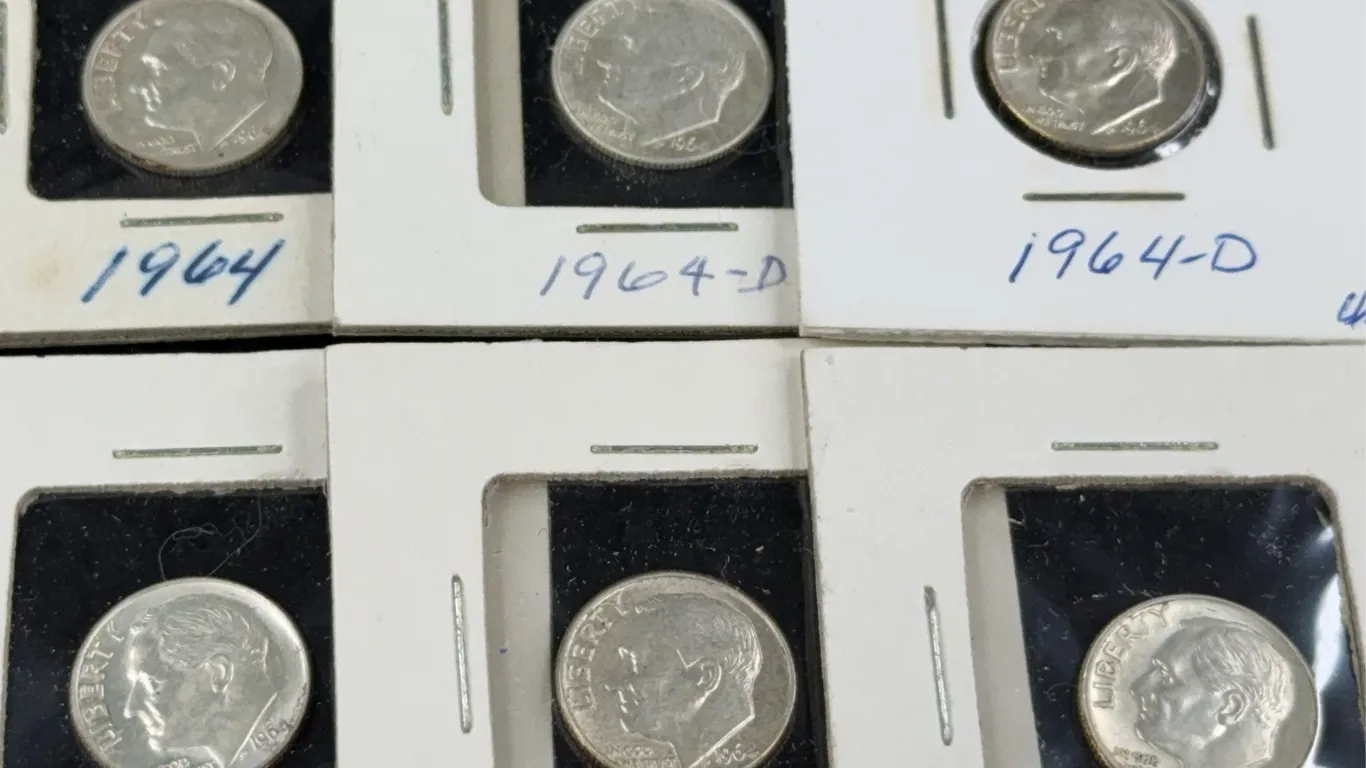 6 1964 Roosevelt Silver Dimes, Denver and Philadelphia Mint