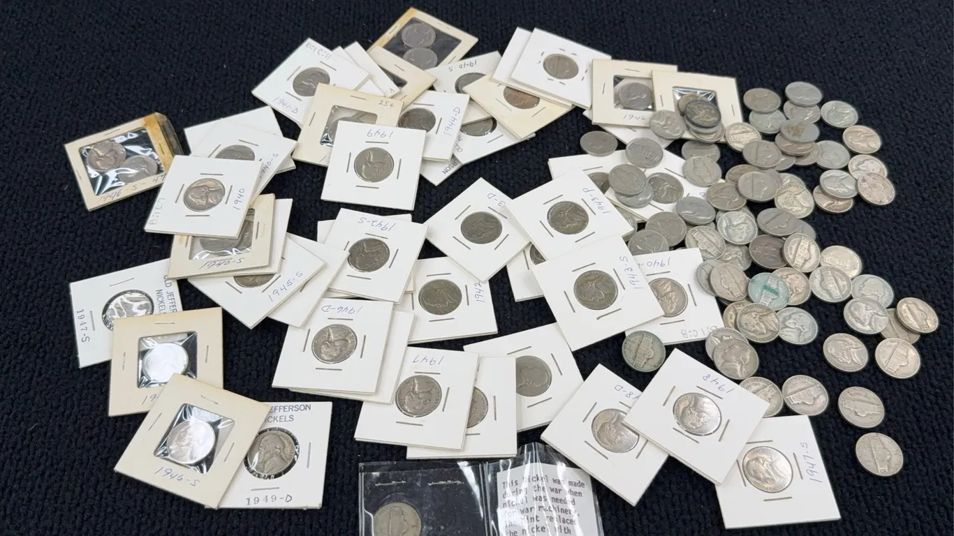 1940-1949 Jefferson Copper-Nickel Five Cents, Denver, Philadelphia & San Francisco Mint