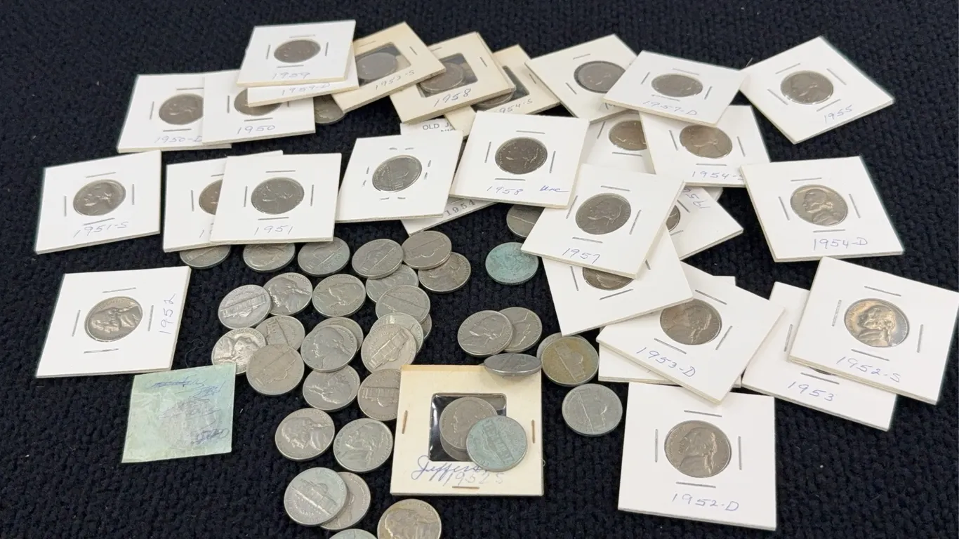 1950-1959 Jefferson Copper-Nickel Five Cents, Philadelphia, San Francisco & Denver Mint