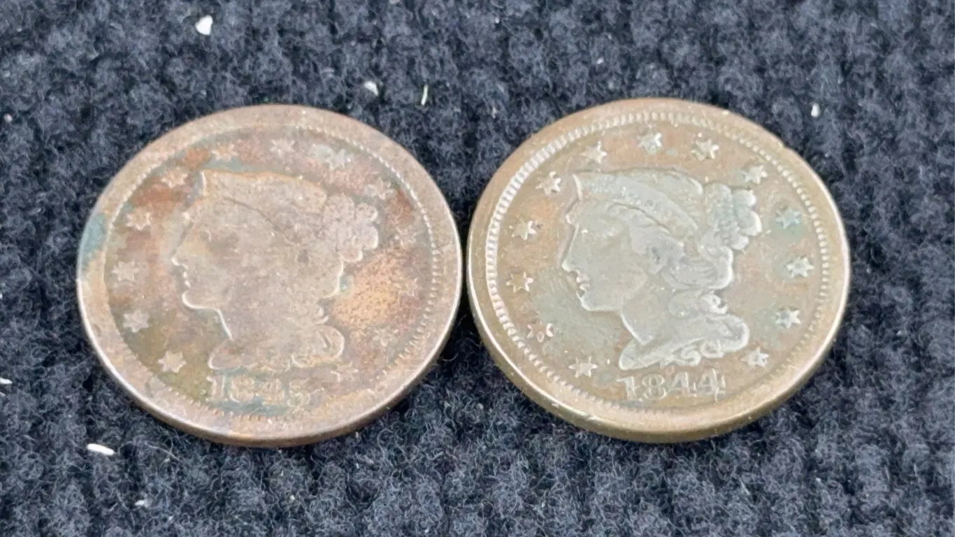 1845 & 1844 Braided Hair Cents, Philadelphia Mint