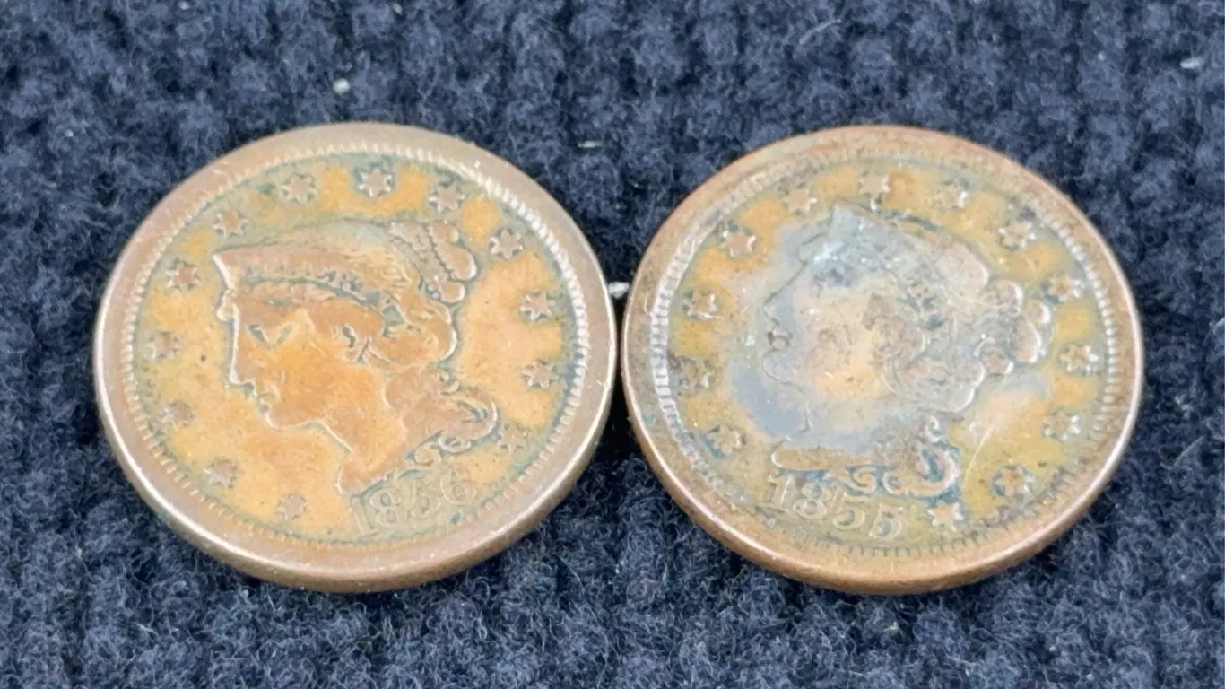 1856 & 1855 Braided Hair Cents, Philadelphia Mint