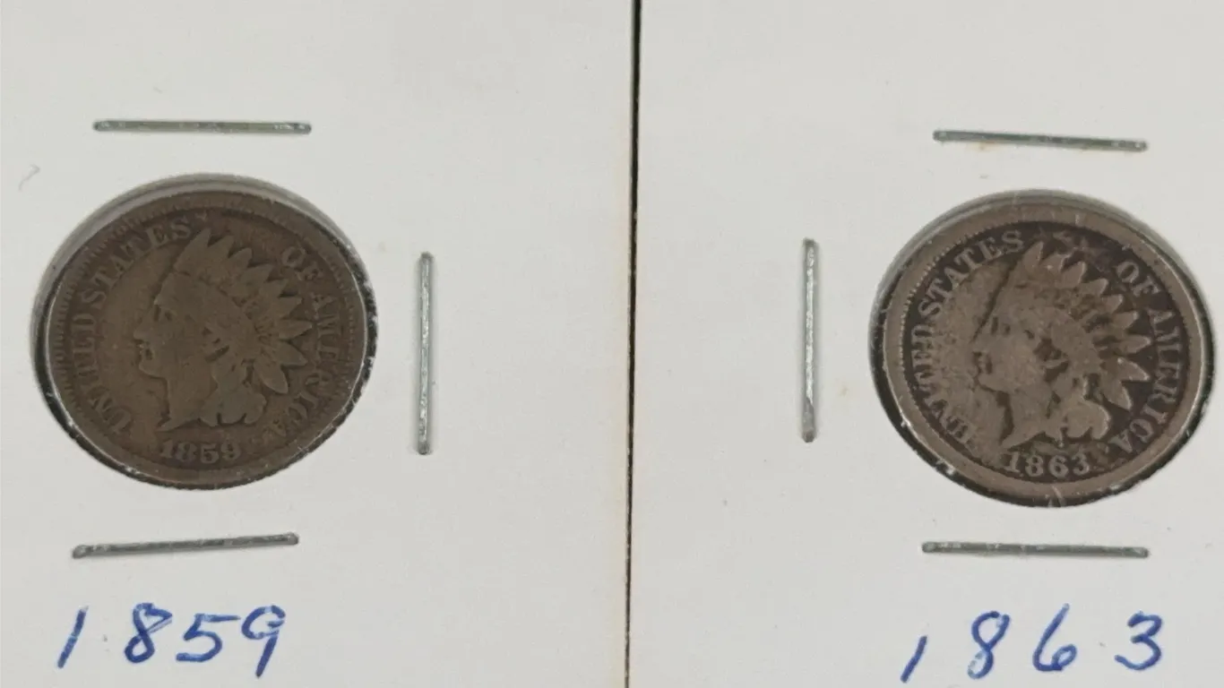 1859 & 1863 Indian Head Cents, Philadelphia Mint