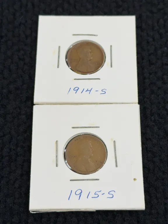 1914 & 1915 Lincoln Wheat Pennies, San Francisco Mint