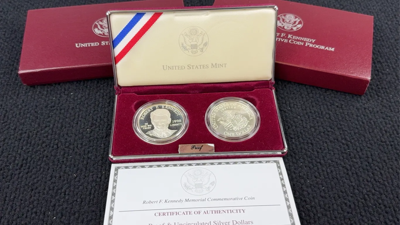 1998 Robert F. Kennedy Memorial Commemorative Silver Dollar Coins, San Francisco Mint