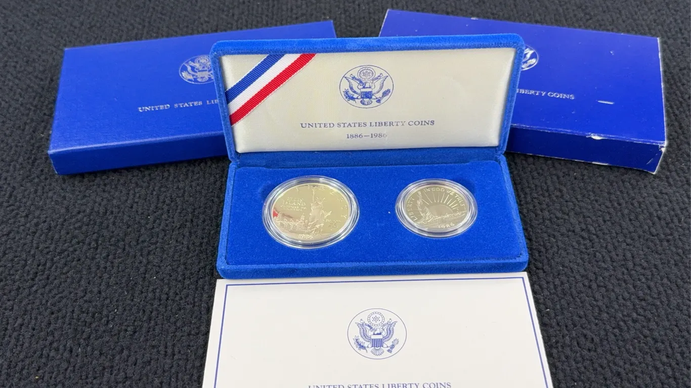 1986 United States Liberty Coins, San Francisco Mint, Silver Dollar & Clad 1/2 Dollar