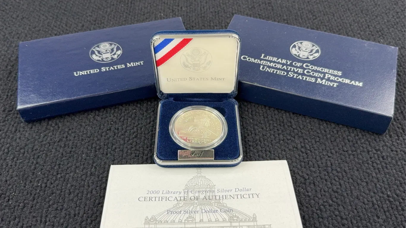 2000 Library Of Congress Proof Silver Dollar Coin, Philadelphia Mint