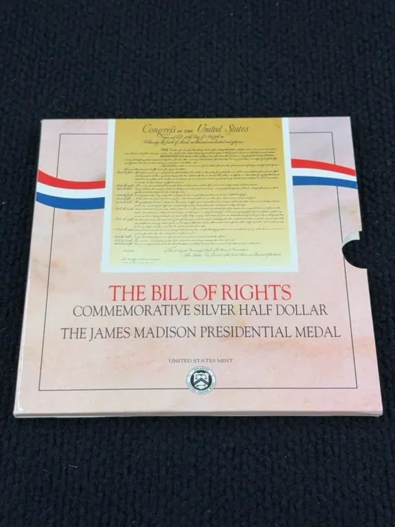 1993 The Bill Of Rights Commemorative Silver Half Dollar-WP & James Madison Presidential Medal-P