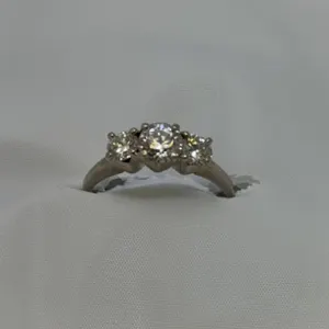 3 Stone Diamond Ring, 14 KT., Carat Weight .85 Center Stone, Total Weight 1.55