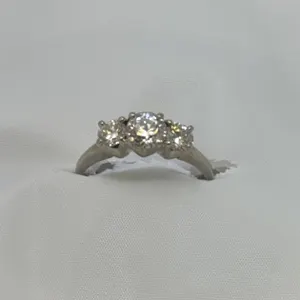 3 Stone Diamond Ring, 14 KT., Carat Weight .85 Center Stone, Total Weight 1.55