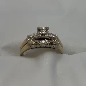 14 KT. Ladies’ Two Tone Wedding Set, Total Carat .20, Round Cut
