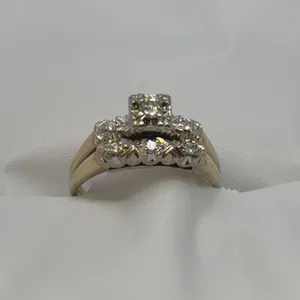 14 KT. Ladies’ Two Tone Wedding Set, Total Carat .20, Round Cut