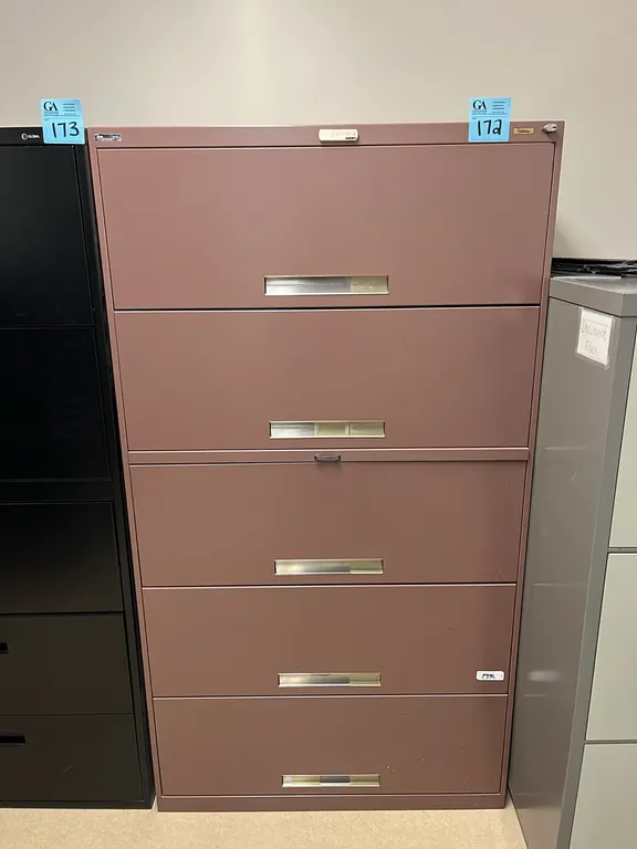 Johl 5-drawer metal horizontal filing cabinet 36”x18”x65.5”