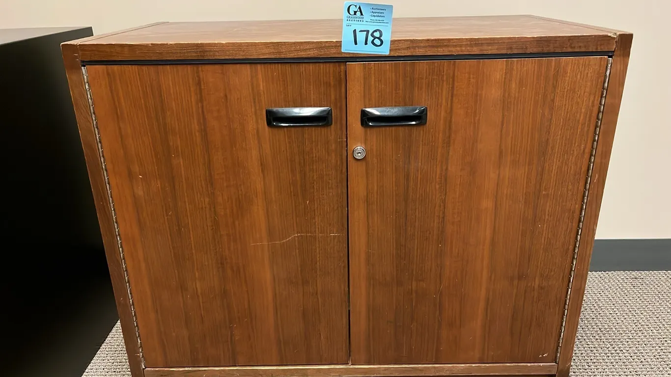 2-Door Cabinet Credenza, 36”x19”x29”, has one shelf inside