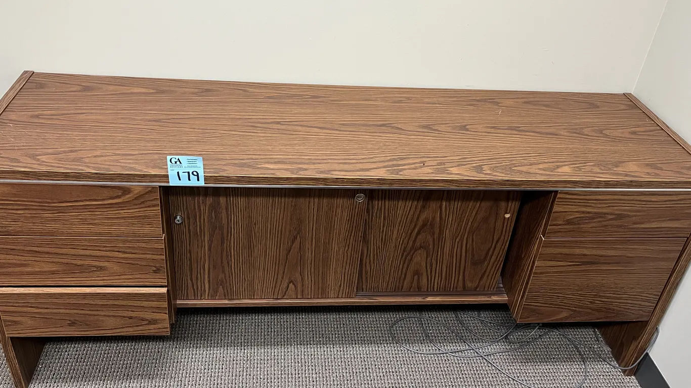 Traditional Wooden Cabinet with 5 drawers and 2 sliding doors 72”x20”x29”