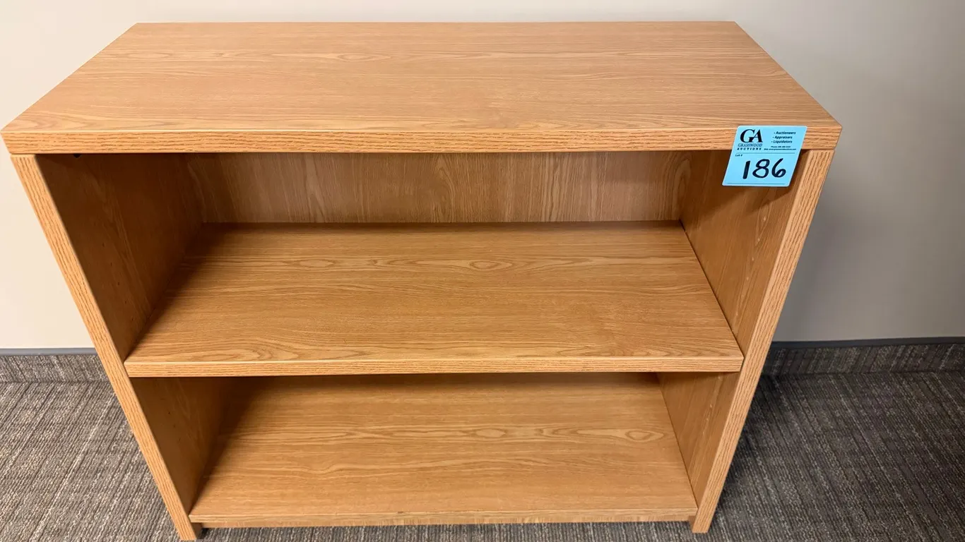 2-Shelf Office Bookcase Storage Cabinet, oak finish, 36”x15”x31”