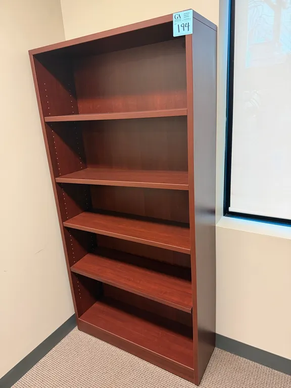 5-Shelf Office Bookcase, cherry finish, 6’ x 3’ x 1’