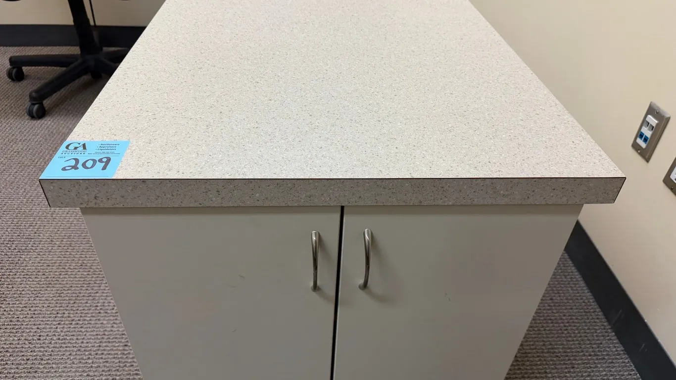 4-Door double sided Storage Cabinet on wheels with Laminate Worktop & Adjustable Shelves, 30” x 26” x 25” tall