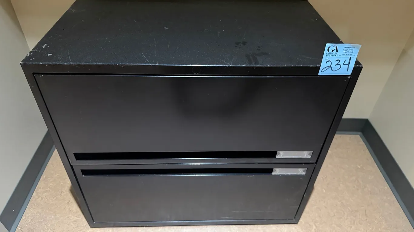2-Drawer Black Metal Horizontal Filing Cabinet. 2’6” wide x 18”deep x 27” tall