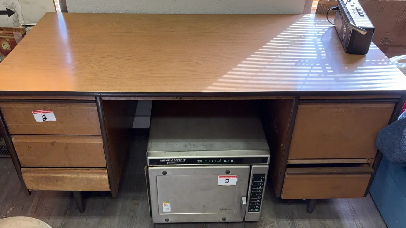 Office Desk and Commercial Microwave