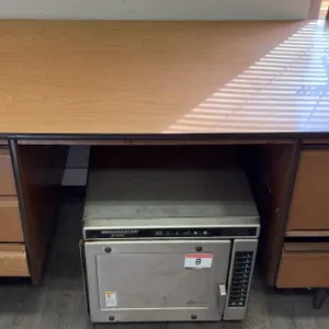 Office Desk and Commercial Microwave
