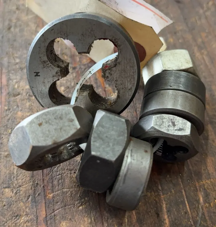 Lot of Threading Dies - Round & Hex Thread Cutting Dies, Assorted Sizes