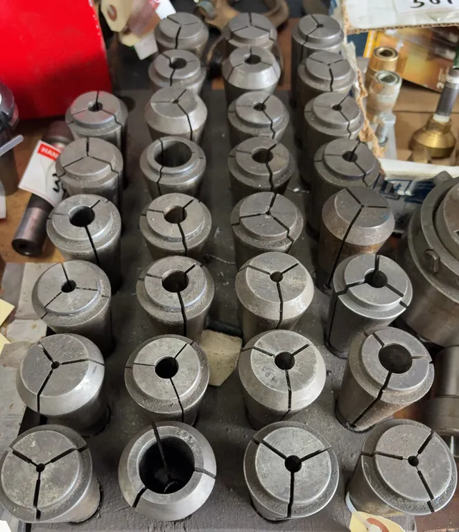 Large Lot of Assorted 5C Collets with Storage Rack